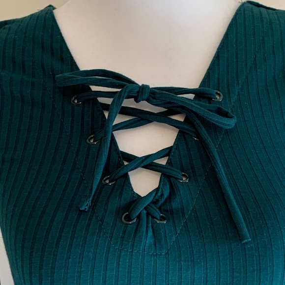 CAPE JUBY Dark green ribbed dress - Picture 3 of 5